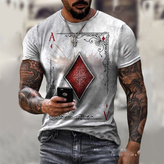 Joshua – T-Shirt mit Spielkarten-Druck für Herren