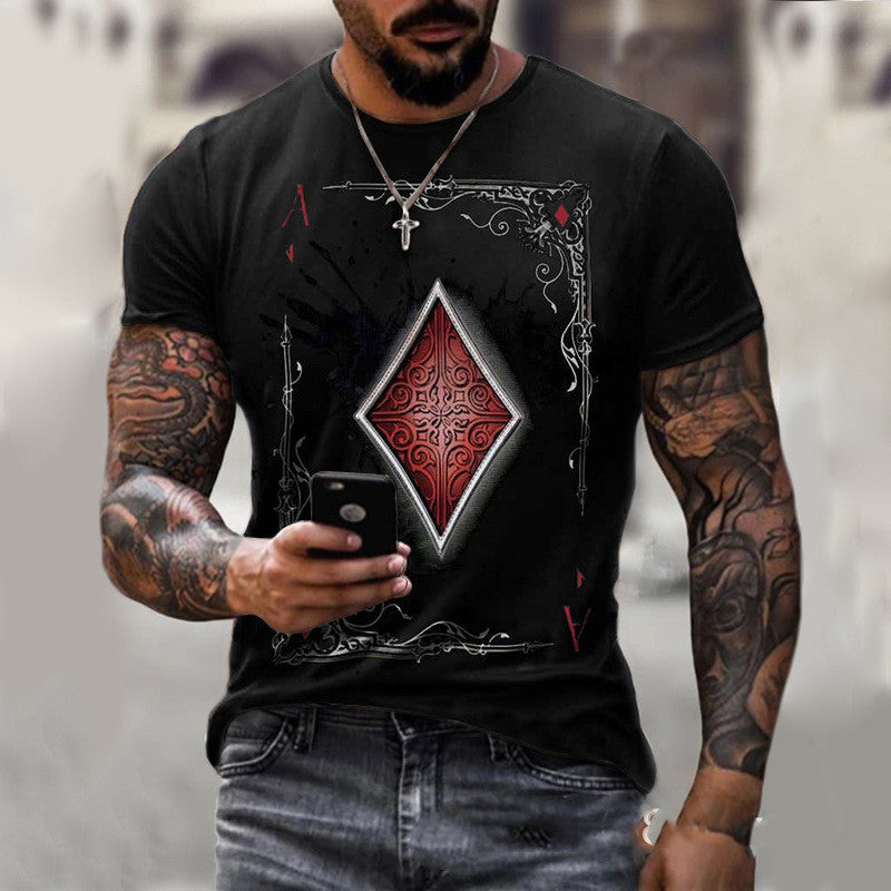 Joshua – T-Shirt mit Spielkarten-Druck für Herren