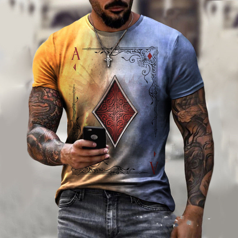 Joshua – T-Shirt mit Spielkarten-Druck für Herren