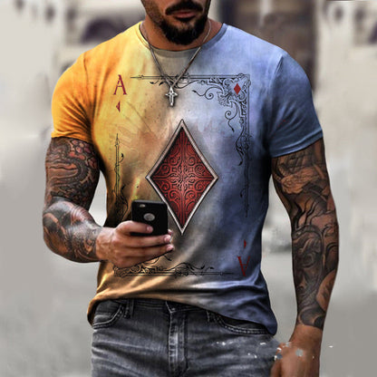 Joshua – T-Shirt mit Spielkarten-Druck für Herren