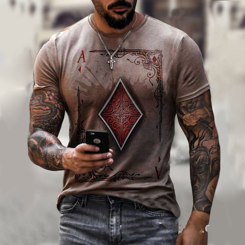 Joshua – T-Shirt mit Spielkarten-Druck für Herren