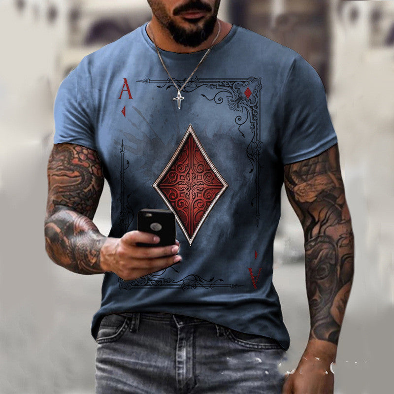 Joshua – T-Shirt mit Spielkarten-Druck für Herren