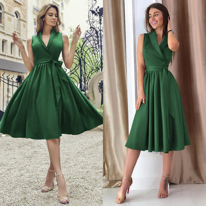 Jean – Midi Kleid Casual Ärmellos mit Gürtel