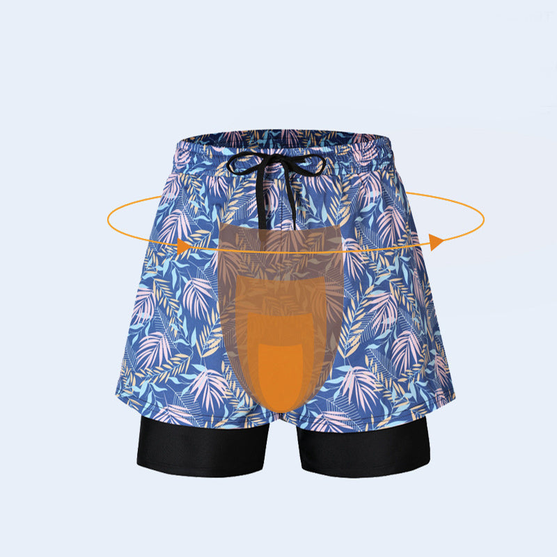 Damien – Locker sitzende Schwimmshorts mit sommerlichem Druck und doppelter Schicht