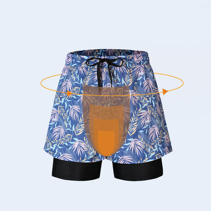 Damien – Locker sitzende Schwimmshorts mit sommerlichem Druck und doppelter Schicht