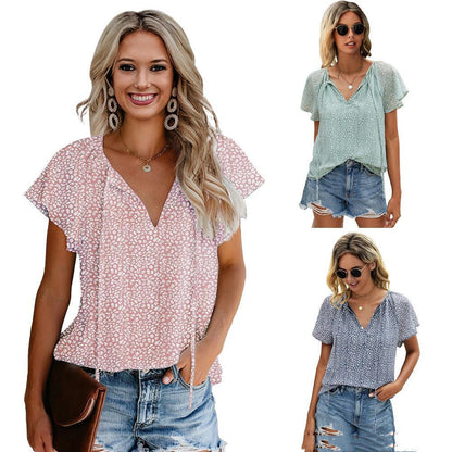 Mandy – Bluse mit Floralem Muster und Lotusblattärmeln