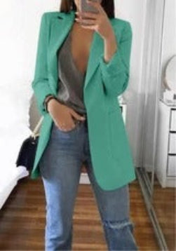 Nicola – Schmaler Cardigan Blazer in lebhaftem Pink