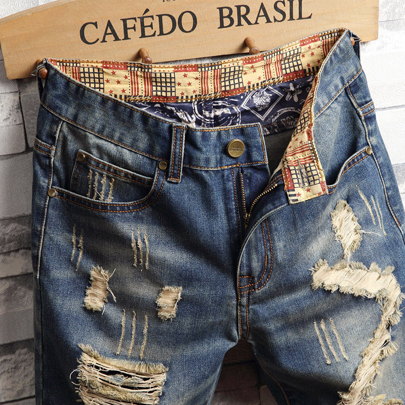 Jay – Trendige Big Hole Jeans Shorts für Herren