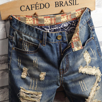 Jay – Trendige Big Hole Jeans Shorts für Herren