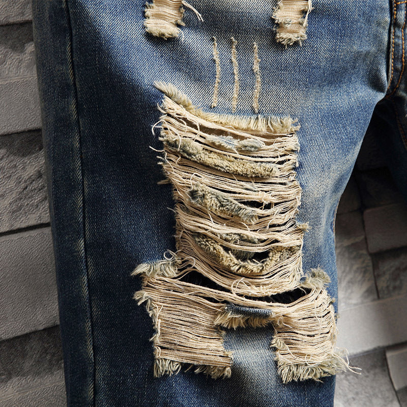 Jay – Trendige Big Hole Jeans Shorts für Herren