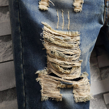 Jay – Trendige Big Hole Jeans Shorts für Herren