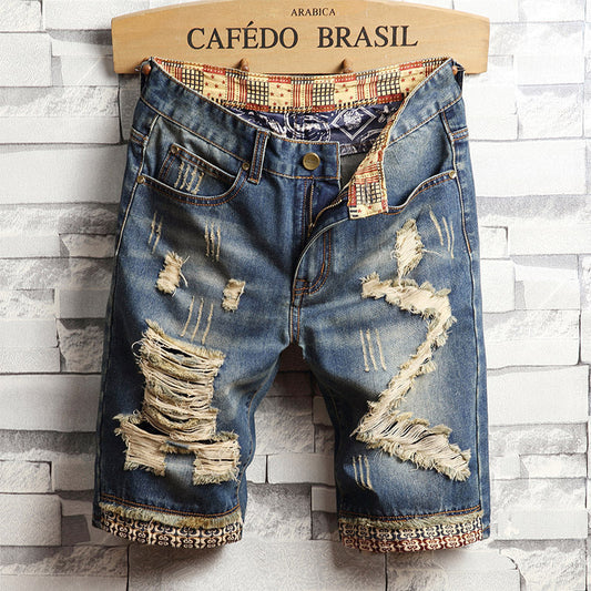 Jay – Trendige Big Hole Jeans Shorts für Herren