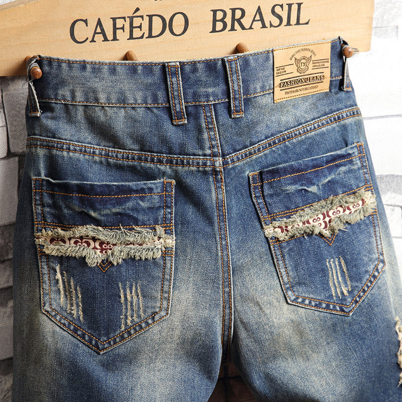 Jay – Trendige Big Hole Jeans Shorts für Herren