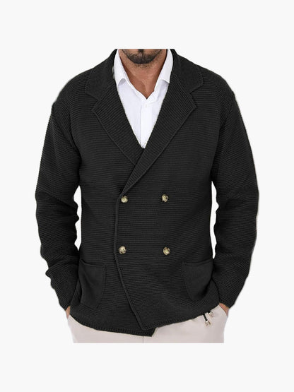Herren Strickjacke mit Reverskragen und Doppelreiher – Eleganter Casual-Style für Alltag und Büro
