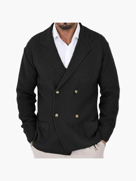 Herren Strickjacke mit Reverskragen und Doppelreiher – Eleganter Casual-Style für Alltag und Büro