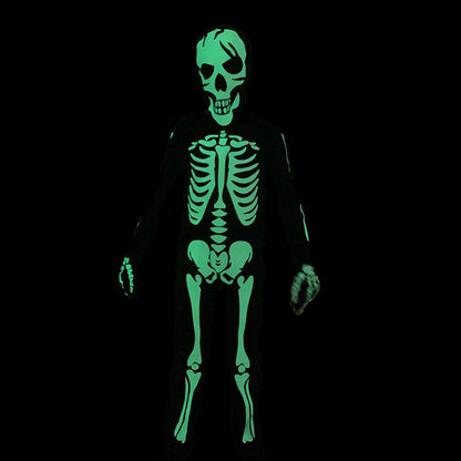 Halloween Kinder Skelett Kostüm – Leuchtender Ganzkörperanzug für Jungen und Mädchen – Perfekt für Halloween-Partys & Trick-or-Treat