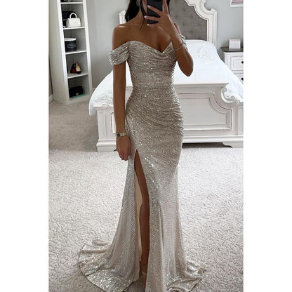 Lucy – Partykleid mit Pailletten und schulterfreiem Schnitt