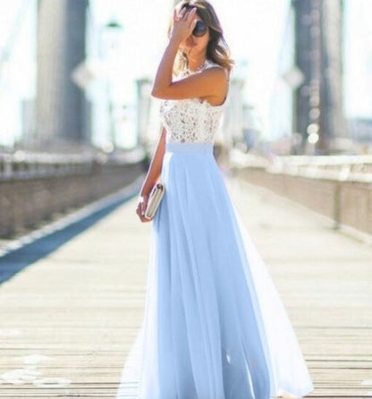 Jane – Überlängendes Chiffonkleid mit Spitzenakzenten