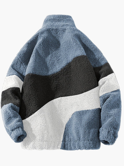 Herren Preppy Style Softshelljacke mit Farbblock-Design und Stehkragen – Freizeitjacke mit Reißverschluss