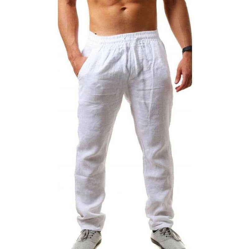 Sommerhose Herren – Leichte Leinenhose mit Gummibund für Freizeit & Strand
