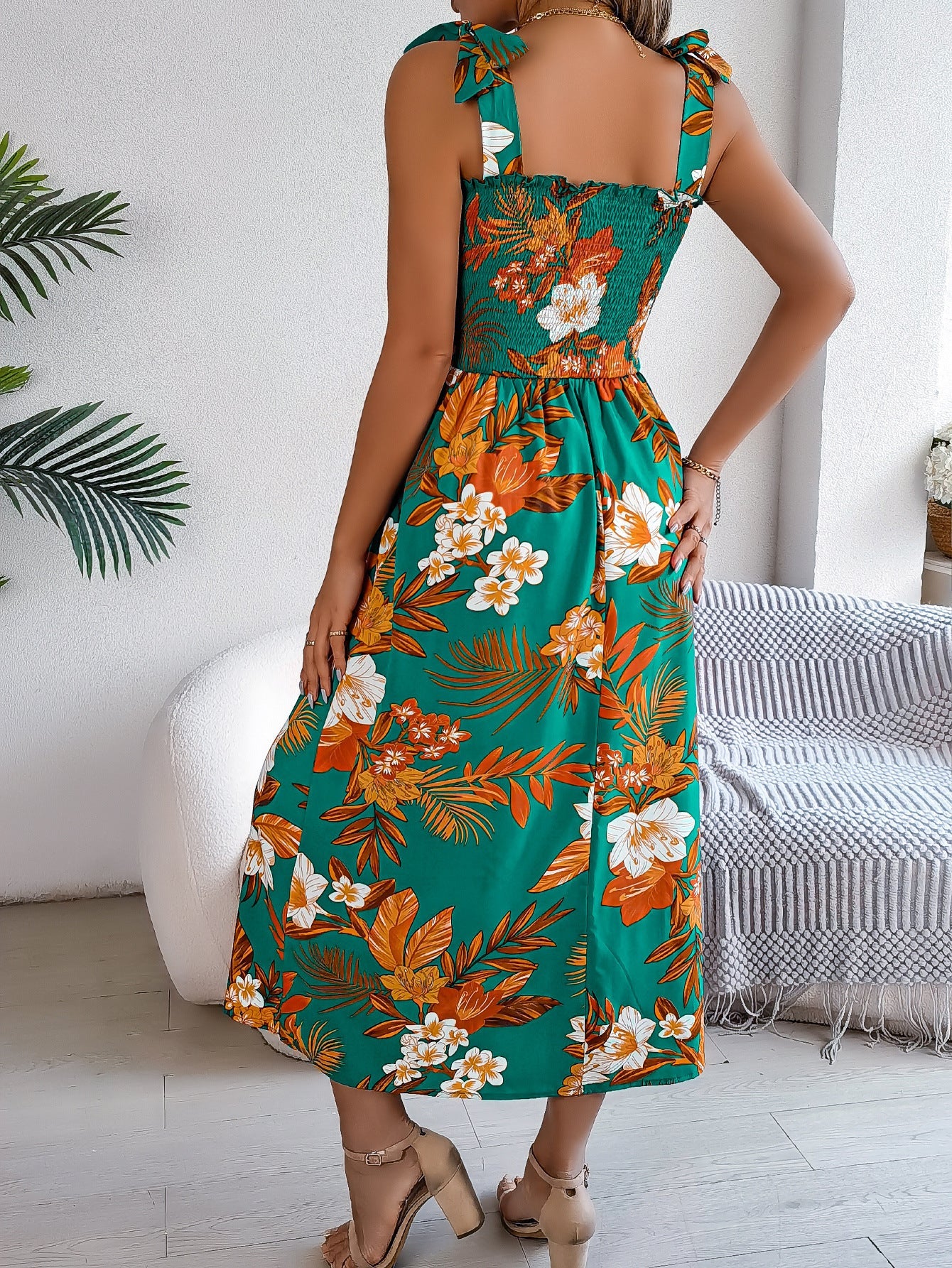 Vanessa – Blumenmuster Träger-Corsage Kleid für Frauen
