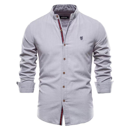 Herren Freizeithemd Slim Fit Stehkragen Modern Business Casual