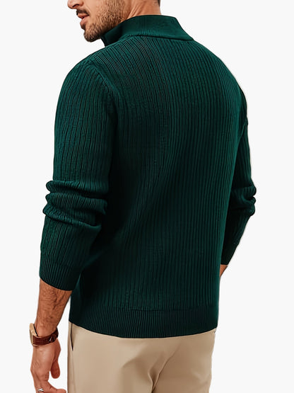 Herren Halb-Zip Strickpullover – Moderner Freizeitpullover mit Stehkragen für Herbst und Winter