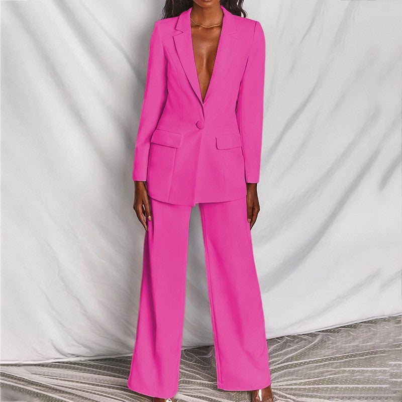 Damen Business Anzug Set – Eleganter Blazer mit weiter Hose für Büro, Events & Alltag