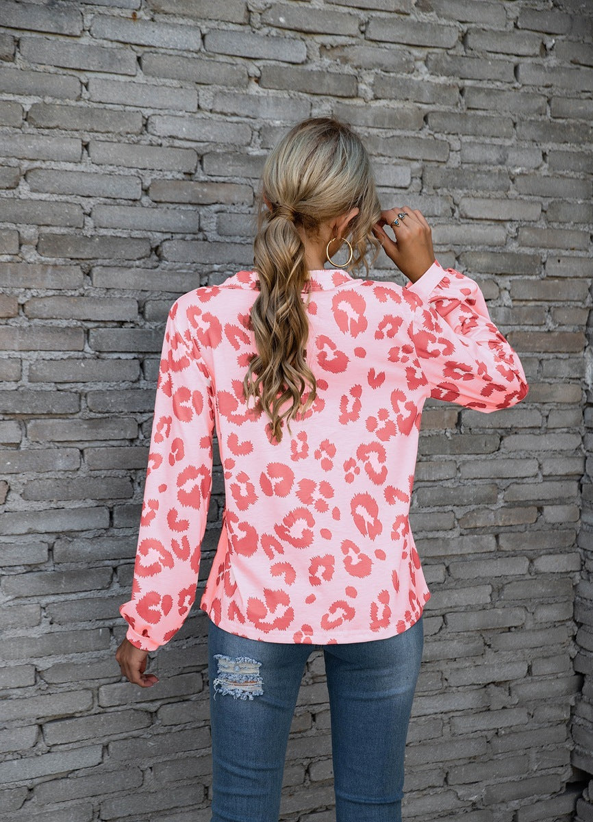 Tamara – Lockere Langarm-T-Shirts mit Leopardenmuster
