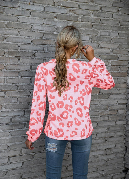 Tamara – Lockere Langarm-T-Shirts mit Leopardenmuster