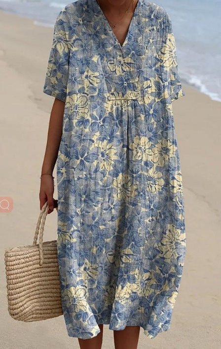 Pamela – Bequeme Lange Damenkleid mit Print