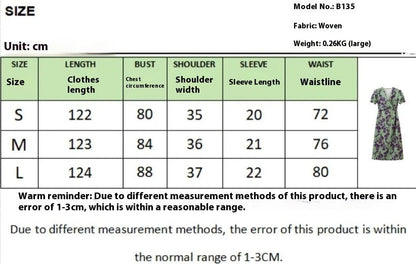 Dawn – Langes elegantes Slim V-Ausschnitt Kurzarmkleid mit Farbkontrastdruck