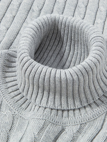Herren Rollkragenpullover mit Zopfmuster – Stilvoller Freizeit-Strickpullover