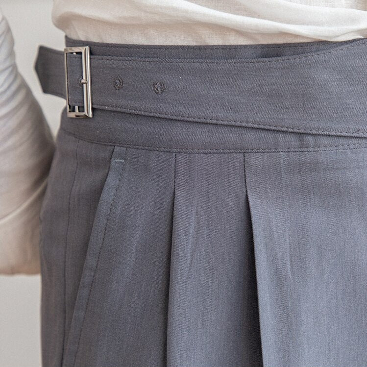 Herren High-Waist Anzughose mit Bundfalte und verstellbarem Bund – Eleganter Business- und Freizeitstil
