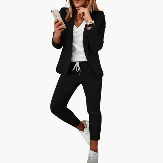 Damen Blazer & Jogger Set – Modisches Business Casual Outfit für Alltag und Büro