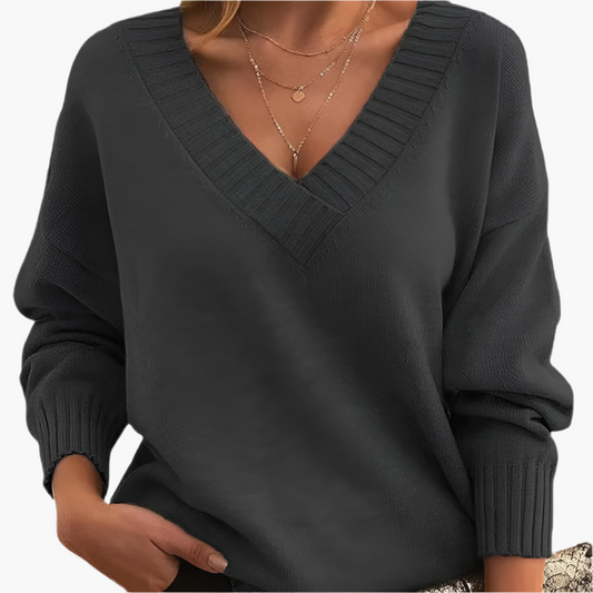 Damen Pullover V-Ausschnitt Strickpullover – Eleganter Alltags-Look für Herbst & Winter