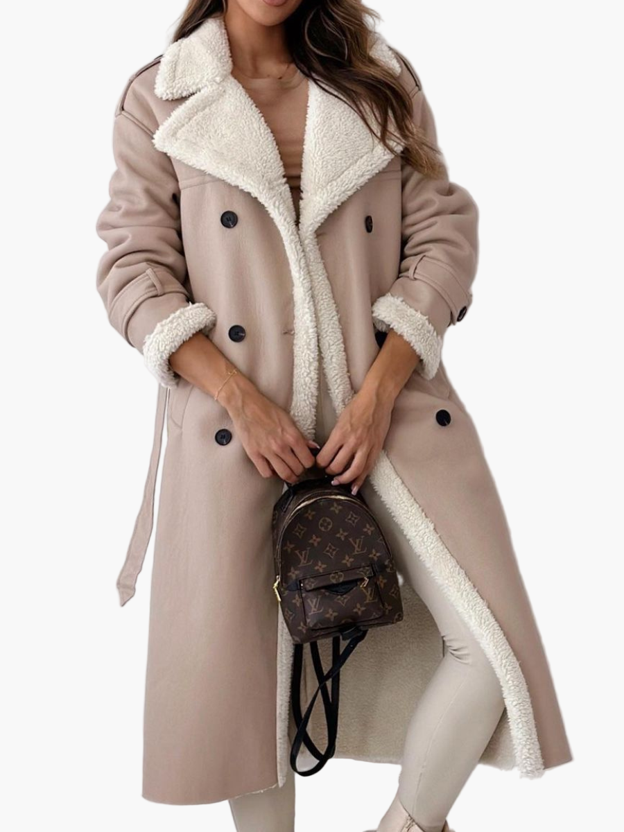 Damen Langer Mantel mit Fellkragen – Eleganter Wintermantel für stilvolle Outfits