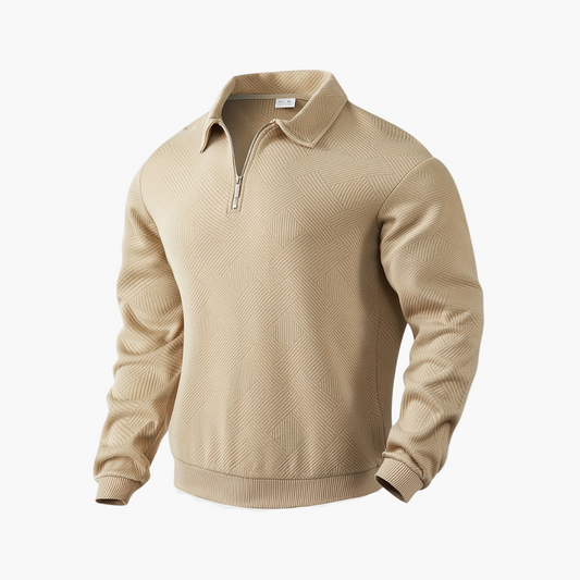 Herren Pullover Vintage Style mit geometrischem Muster und Reißverschluss – Ideal für Freizeit und Alltag