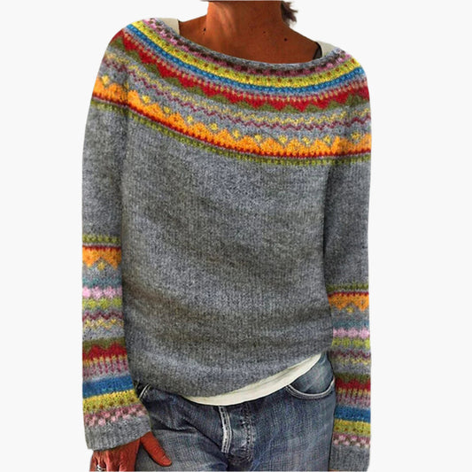 Damen Retro Pullover im Norweger-Stil – Bequemer Strickpullover für Herbst & Winter