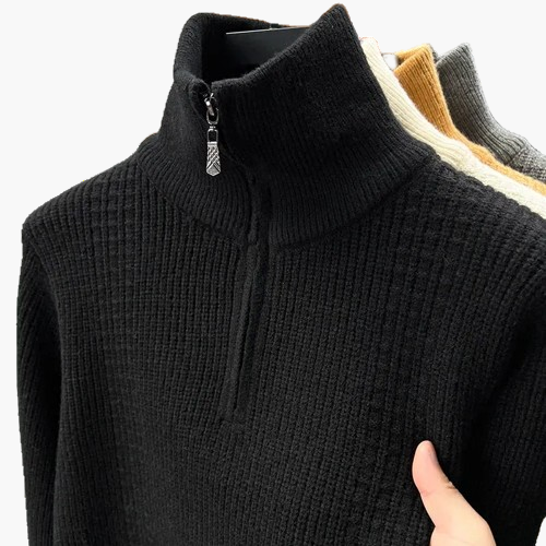 Damen Strickpullover mit Reißverschluss Stehkragen – Modischer Freizeitpullover für Herbst und Winter