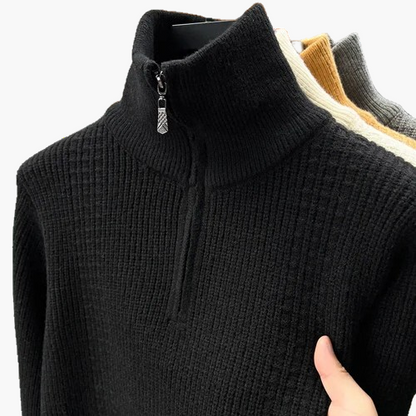 Damen Strickpullover mit Reißverschluss Stehkragen – Modischer Freizeitpullover für Herbst und Winter