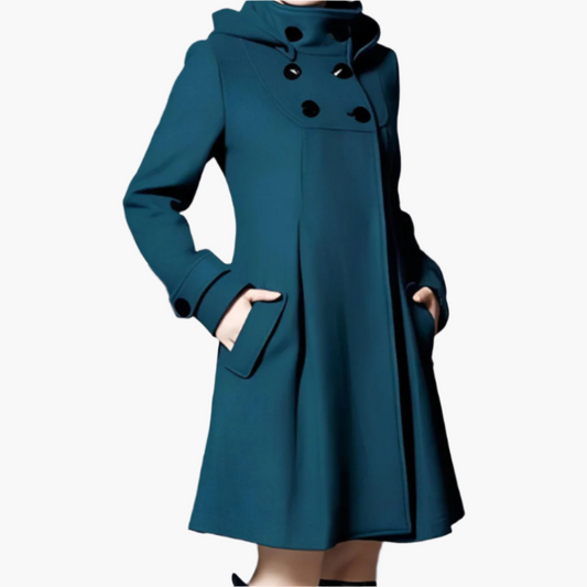 Damen Wintermantel Eleganter A-Linien Trenchcoat mit Kapuze – Perfekt für Alltag und besondere Anlässe