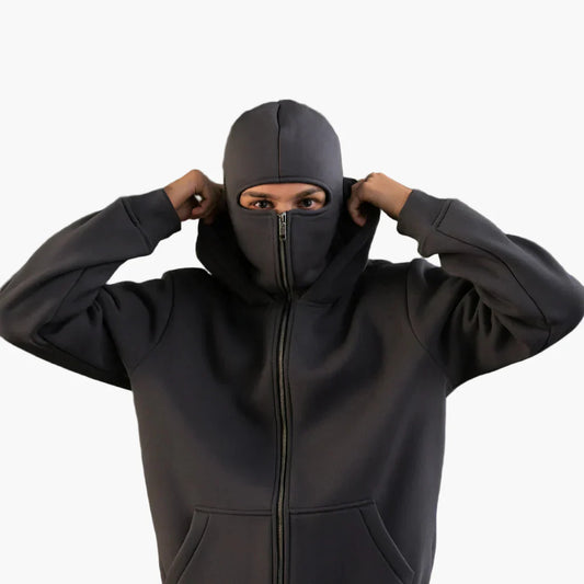 Unisex Streetwear Techwear Hoodie mit integrierter Gesichtsmaske – Urban Style für Alltag und Outdoor