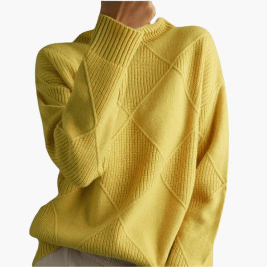 Damen Strickpullover mit Rautenstruktur – Eleganter Freizeit-Look