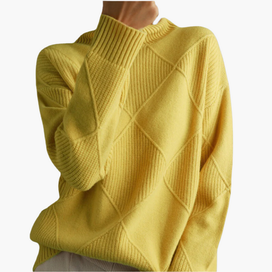 Damen Strickpullover mit Rautenmuster – Modischer Freizeit- & Büro-Look