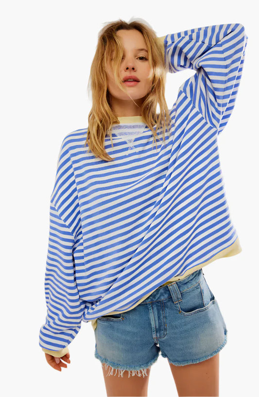 Damen Oversized Streifenpullover – Lässiger Herbst Sweater für Alltag & Freizeit