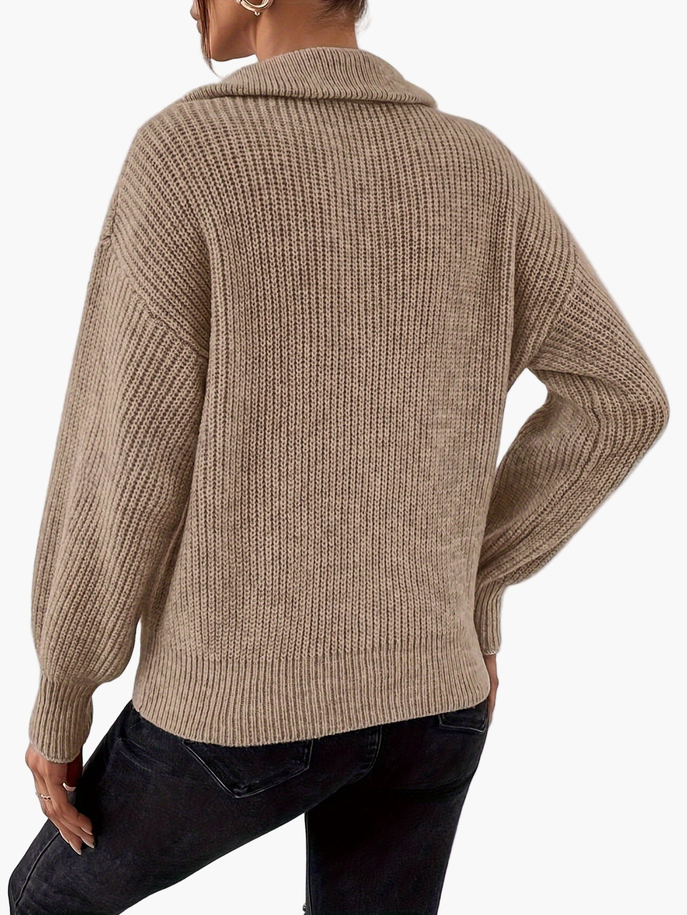 Damen Strickpullover mit Reißverschluss und elegantem Kragen – Modischer Freizeit-Look