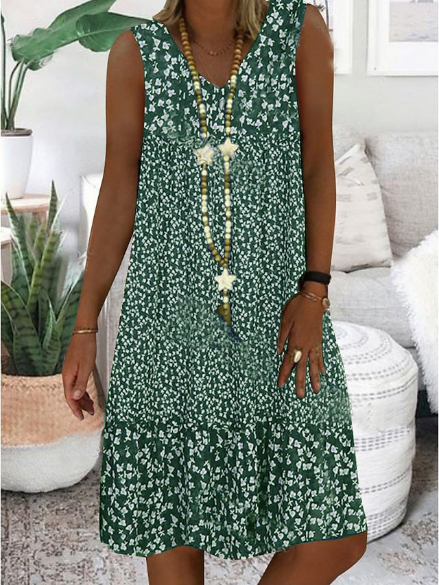 Julie – Ärmelloses Kleid mit kleinem Blumenmuster