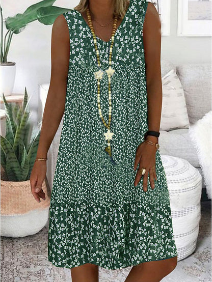 Julie – Ärmelloses Kleid mit kleinem Blumenmuster