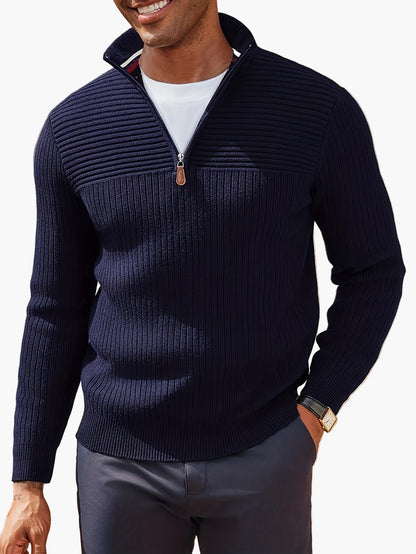 Herren Halb-Zip Strickpullover – Moderner Freizeitpullover mit Stehkragen für Herbst und Winter